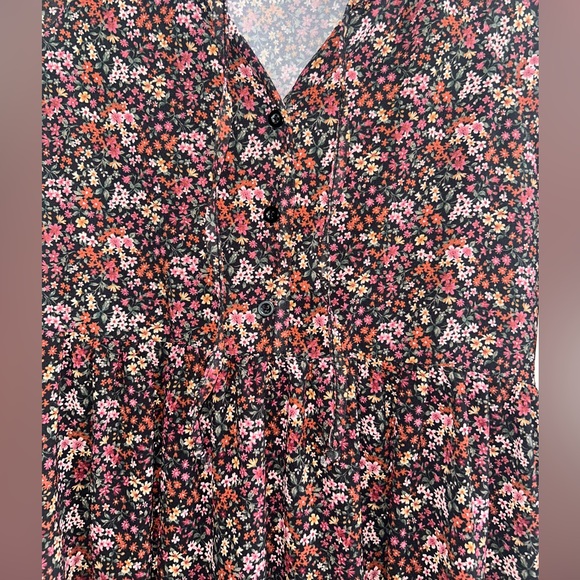 American Eagle Outfitters Black and Pink Floral Dress - Picture 3 of 6